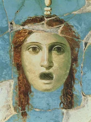 Pintura Mural de una Cabeza Femenina, Pompeya, siglo I d.C.